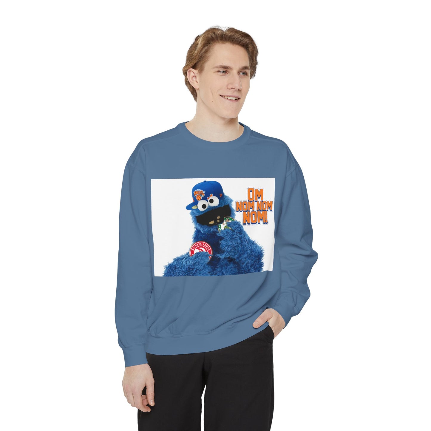 My City is Everything! NYC Cookie Monster Knicks Graphic Crewneck Sweatshirt