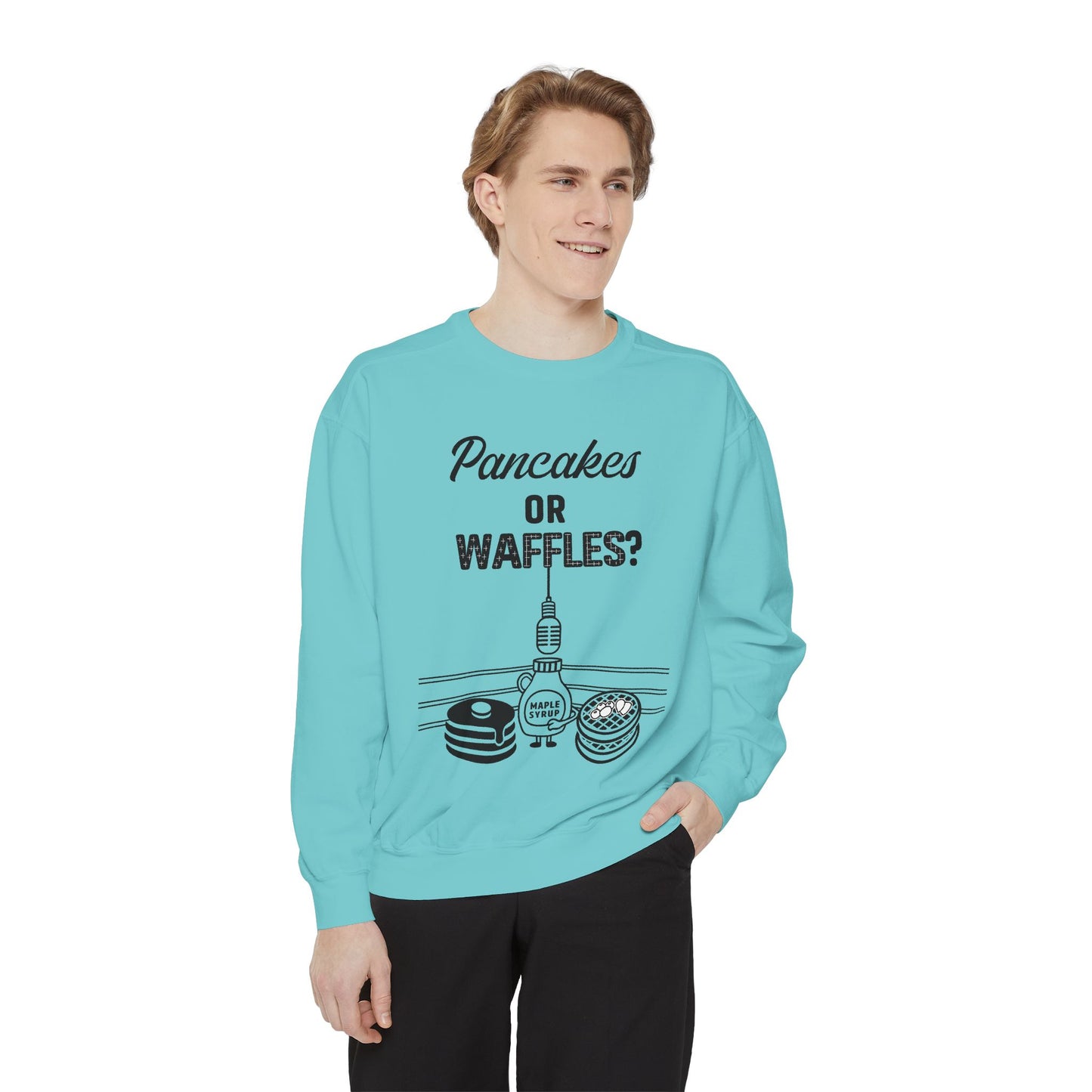 🥞/🧇Pancakes or Waffles? G.O.A.T. Talk Tees Debate Sweatshirt – Breakfast Battle Crewneck