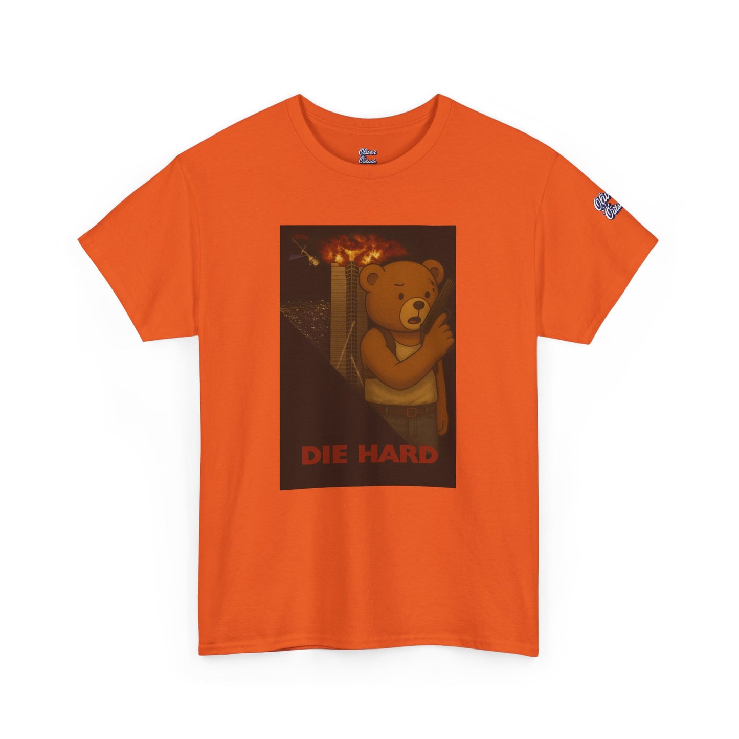 Oliver “Die Hard” Graphic Tee – Action Hero Bear Shirt