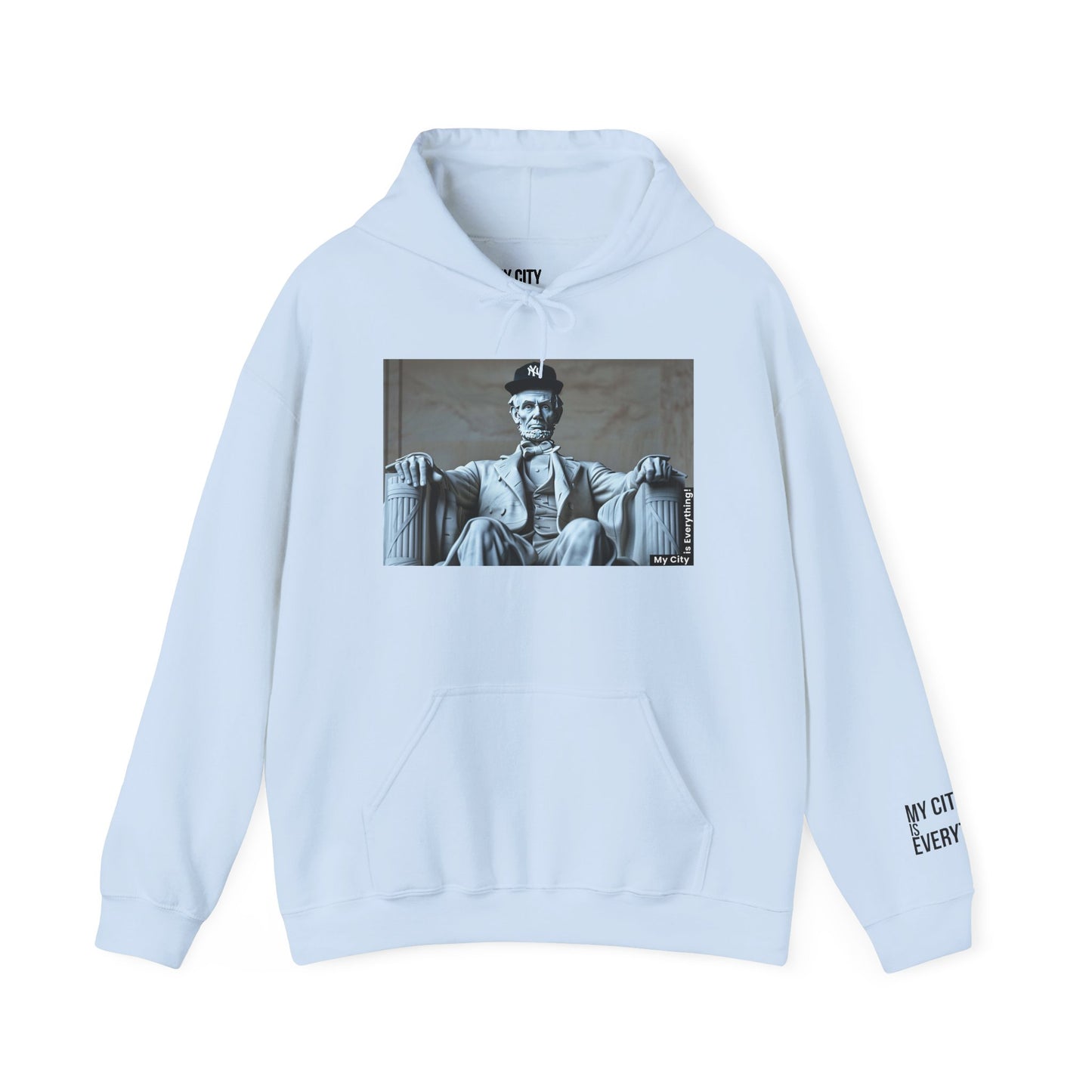 Lincoln in a Yankees Cap Hoodie β My City is Everything! Historic Remix Streetwear