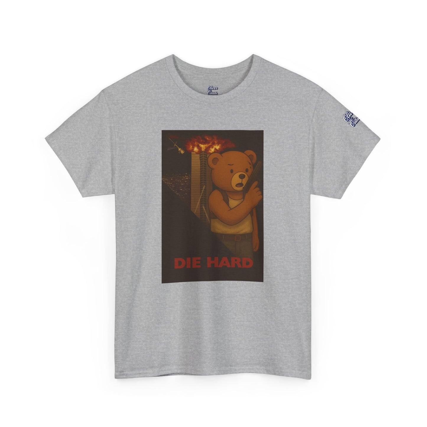 Oliver “Die Hard” Graphic Tee – Action Hero Bear Shirt