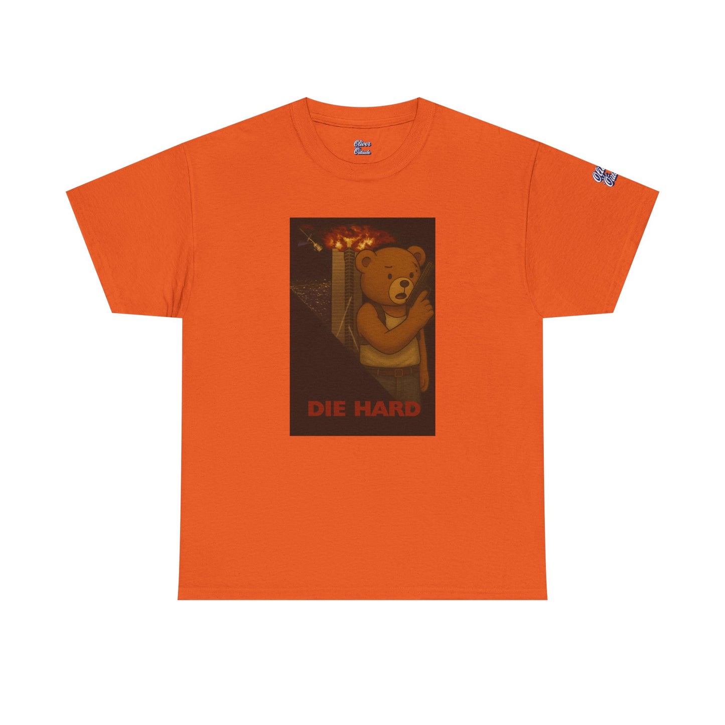 Oliver “Die Hard” Graphic Tee – Action Hero Bear Shirt