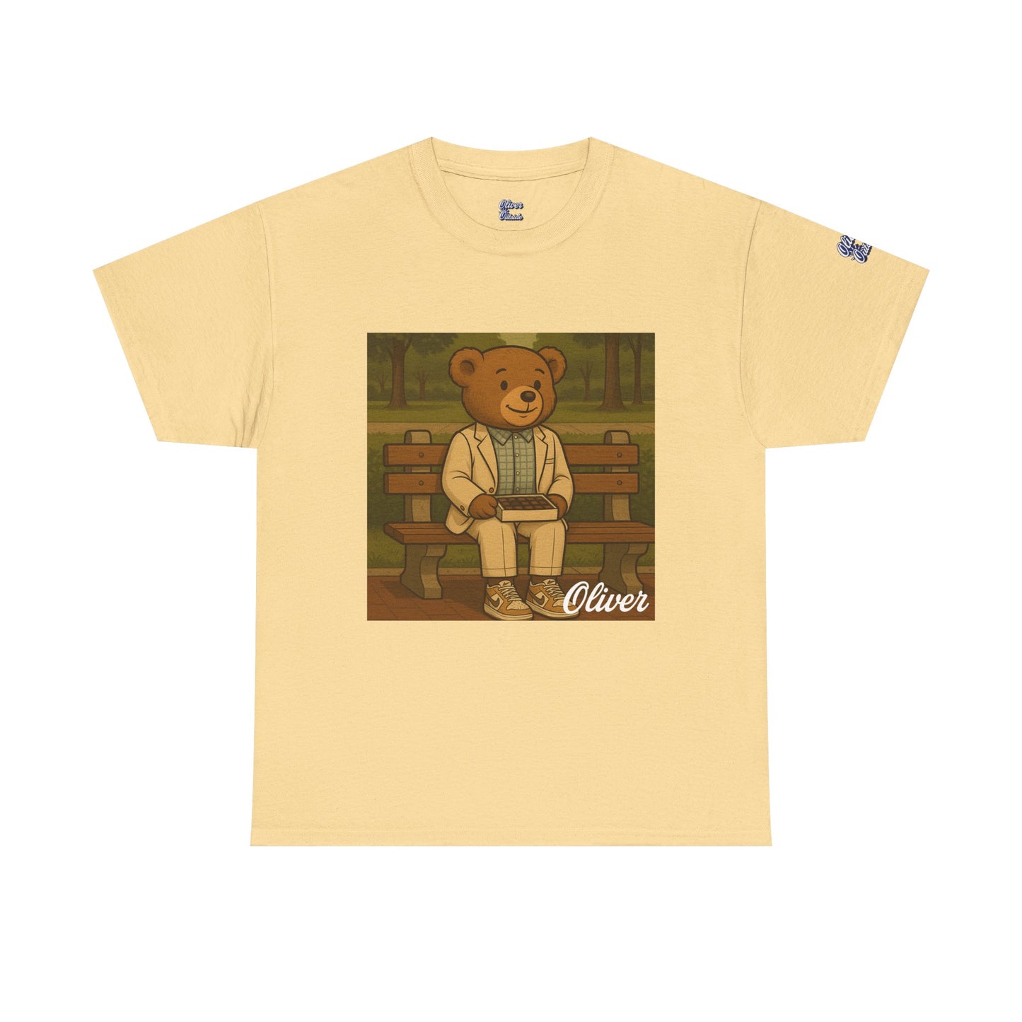 Oliver Outside Forrest Gump Parody Tee – Bench Time Classic
