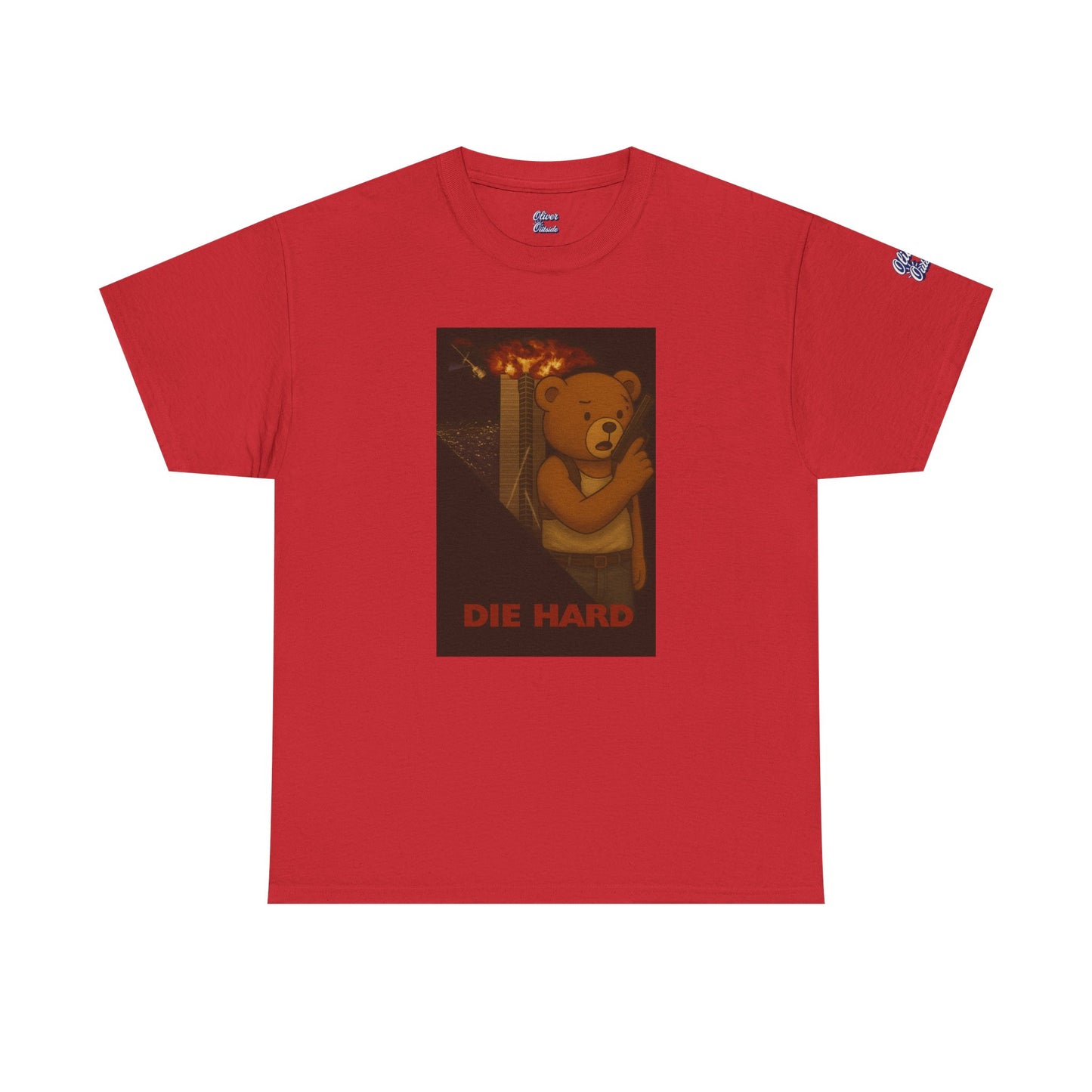 Oliver “Die Hard” Graphic Tee – Action Hero Bear Shirt