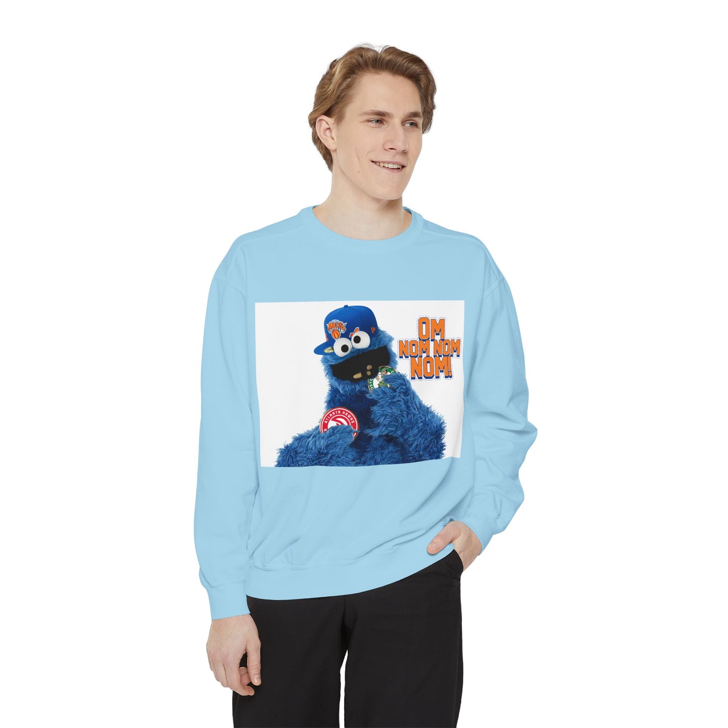 My City is Everything! NYC Cookie Monster Knicks Graphic Crewneck Sweatshirt