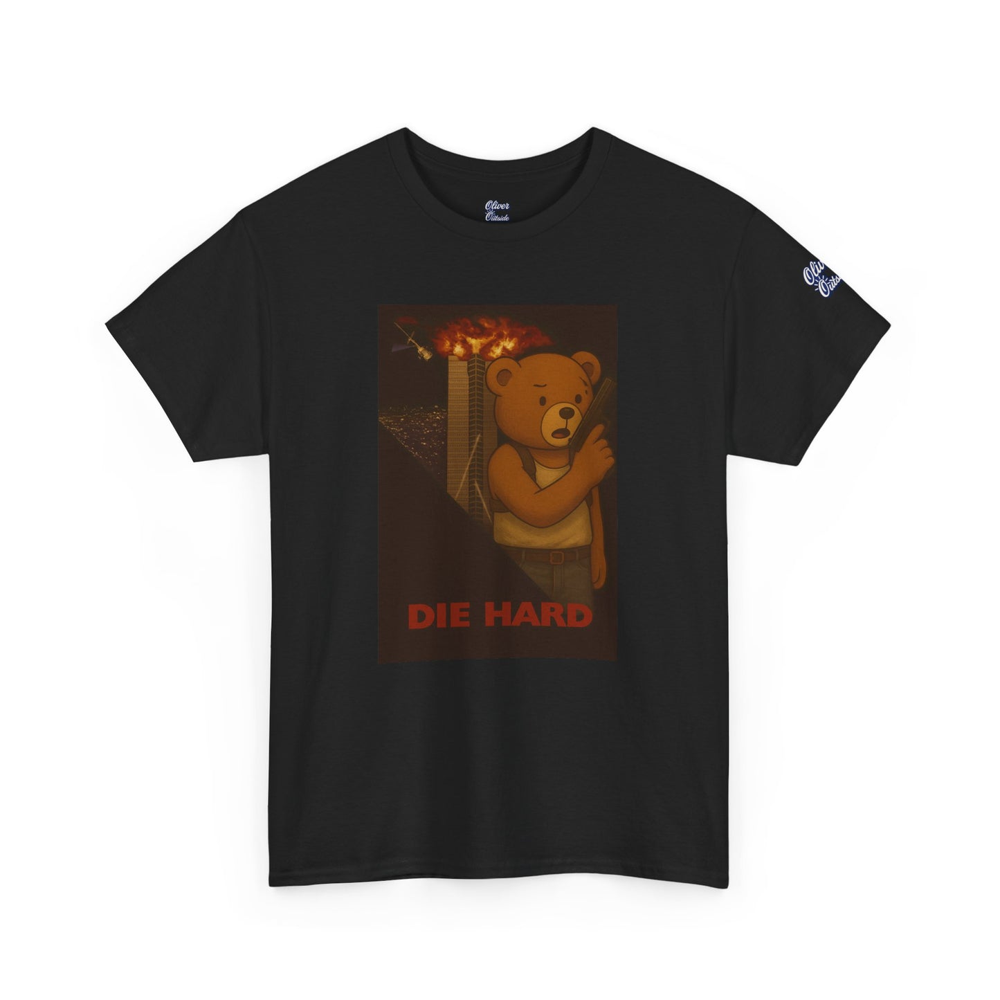 Oliver “Die Hard” Graphic Tee – Action Hero Bear Shirt