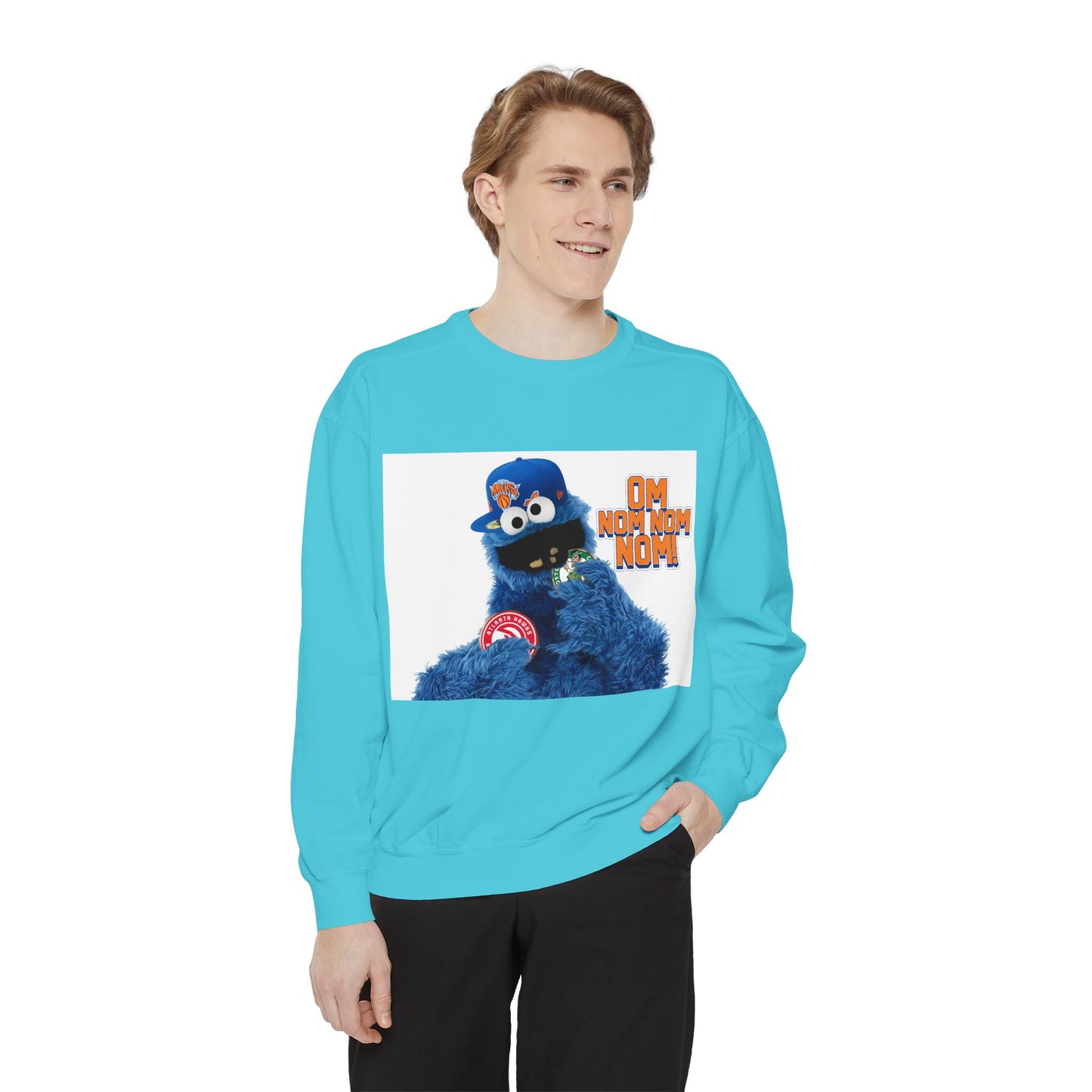 My City is Everything! NYC Cookie Monster Knicks Graphic Crewneck Sweatshirt