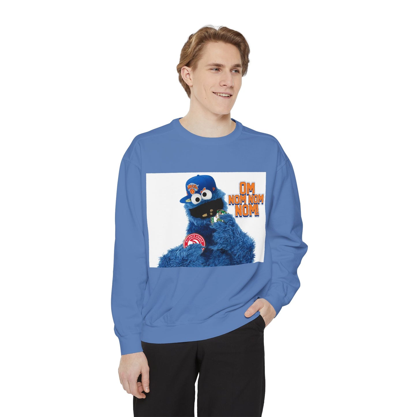 My City is Everything! NYC Cookie Monster Knicks Graphic Crewneck Sweatshirt
